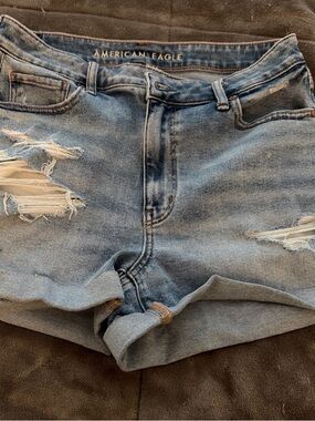 American Eagle Outfitters Light Blue Distressed Denim Shorts
